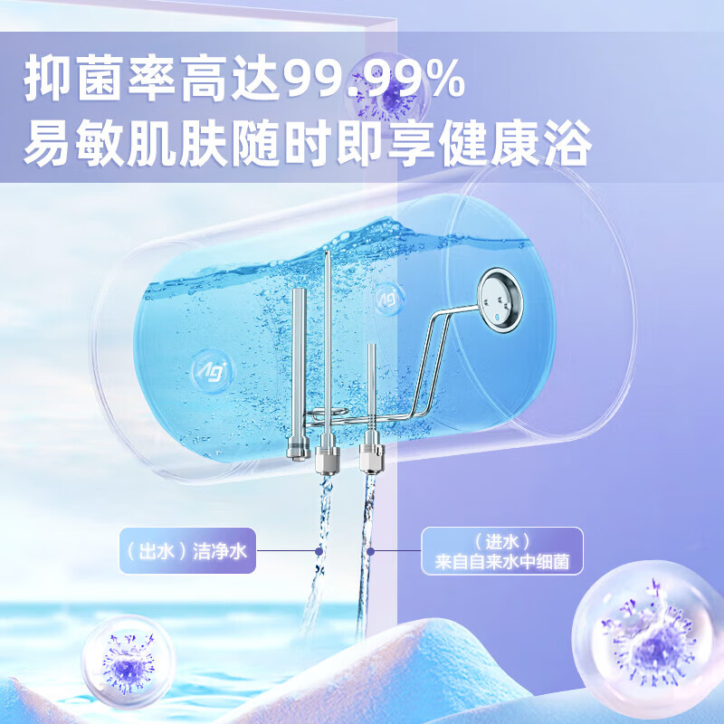 美的（Midea）电热水器 家用储水式热水器 2000W速热 一级能效 加长防电墙防漏电 节能省电 八重防护 出租屋洗澡 60L 2000W 抑菌洗