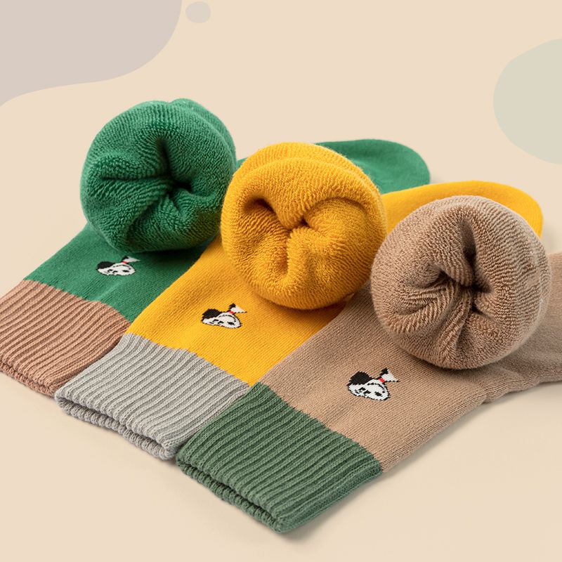 史努比冬季加厚儿童袜子加绒男童保暖毛圈袜子婴儿宝宝大童中长筒