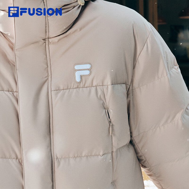 FILA FUSION斐乐潮牌女装情侣款长款羽绒服2024冬季新款保暖宽松外套