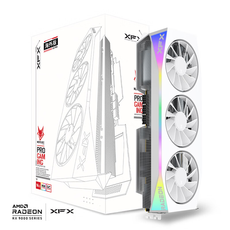 XFX 讯景 RADEON RX 9070 XT OC 海外版 Ultra 显卡 16GB 白色