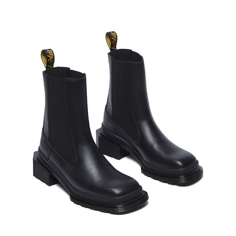 马丁（马汀博士 Dr.Martens）Maybole Chelsea法式男女款新春方头粗跟切尔西靴