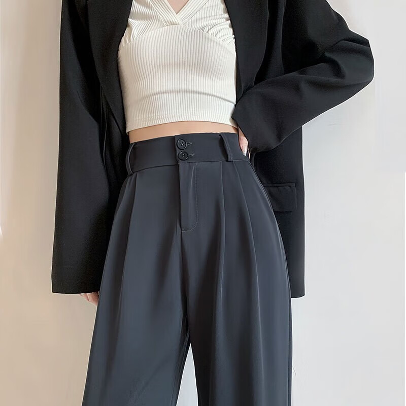 俞兆林西装裤女2025春夏新款小个子高腰显瘦休闲裤宽松垂感直筒阔腿裤