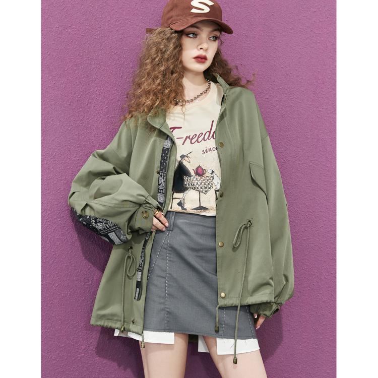 【黑天鹅系列】2024秋冬新运动休闲风衣外套女工装风短款上衣