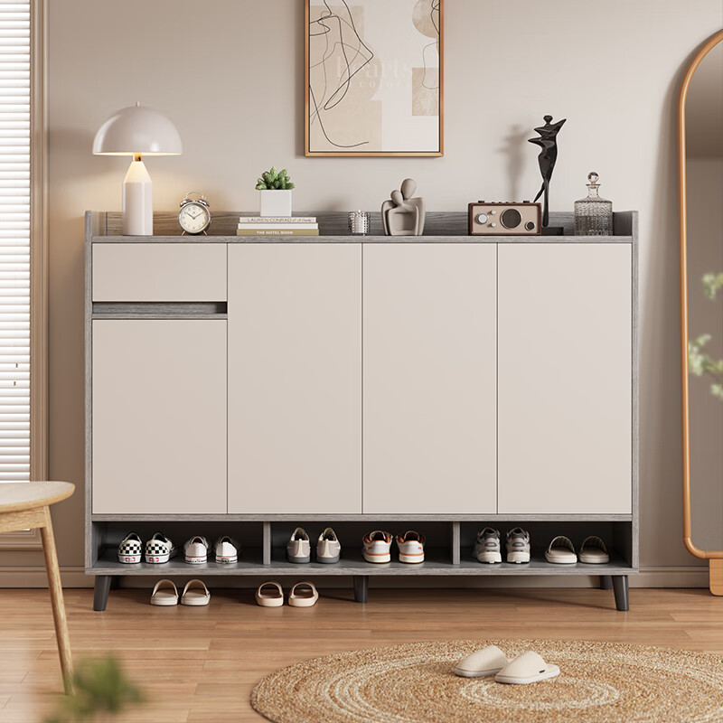 米昊（MIHAO）实木芯鞋柜家用门口室内入户玄关收纳柜2025储物走廊鞋架 102*32*100cm屿山原木色+云溪白