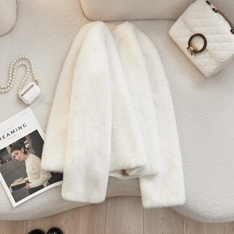 她池慵懒风外套2024冬装新女装时尚圆领单排扣宽松短款上衣