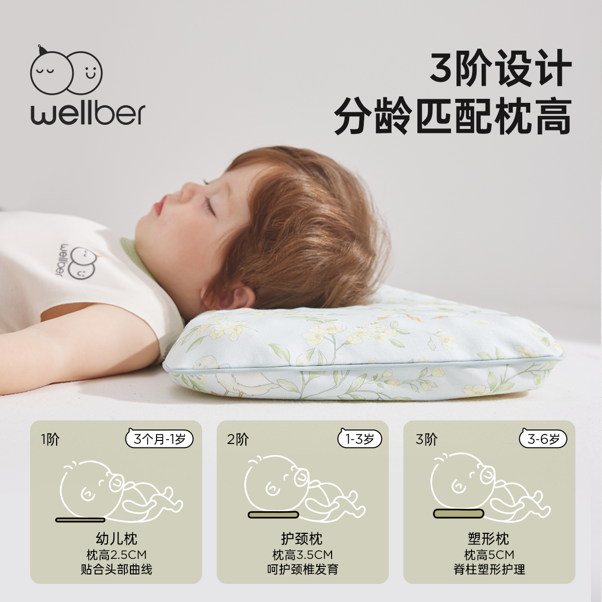威尔贝鲁婴儿硅胶枕头3到6个月以上四季通用宝宝1一3岁儿童乳胶枕 花园音乐会 45x28x2.5cm