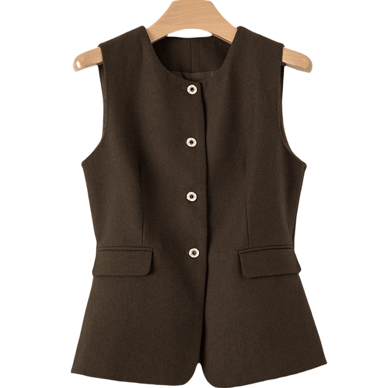 晚白2025春款时尚简约气质羊毛外套百搭韩系休闲百搭马甲女