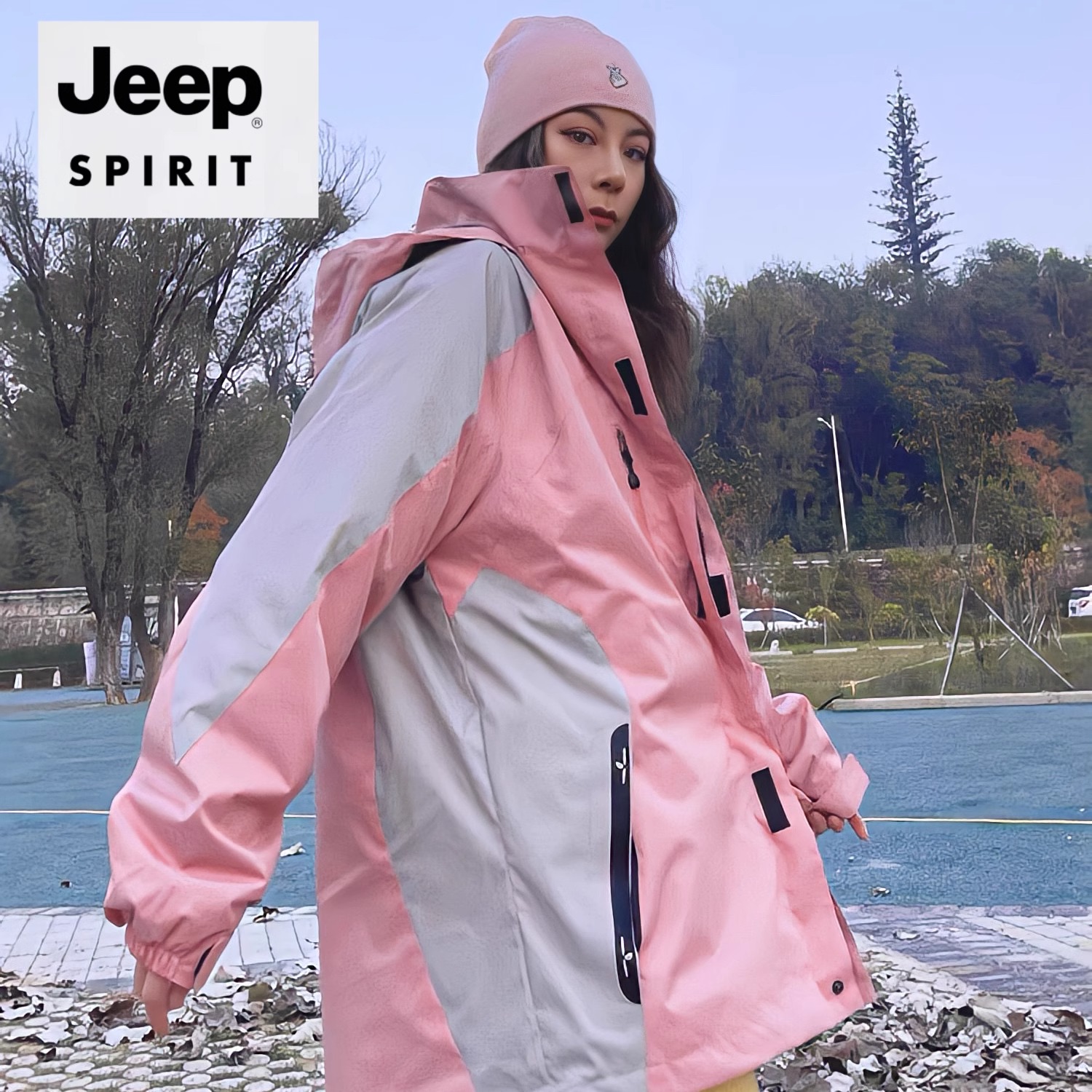 JEEP SPIRIT户外冲锋衣男女款春秋季单层薄款防水外套夹克2