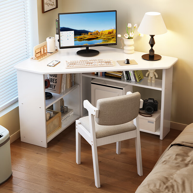 聚林鸟全实木转角书桌拐角电脑桌家用卧室小学生学习桌初中生写字桌墙角 单桌