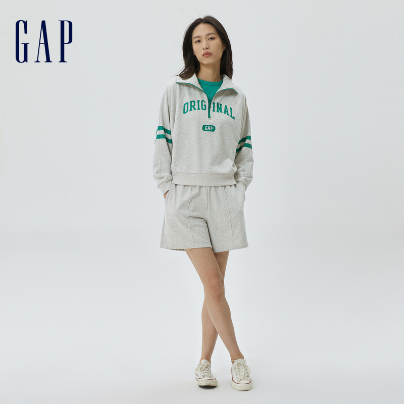 【优惠】Gap女装秋季LOGO短款法式圈织软卫衣美式复古591011