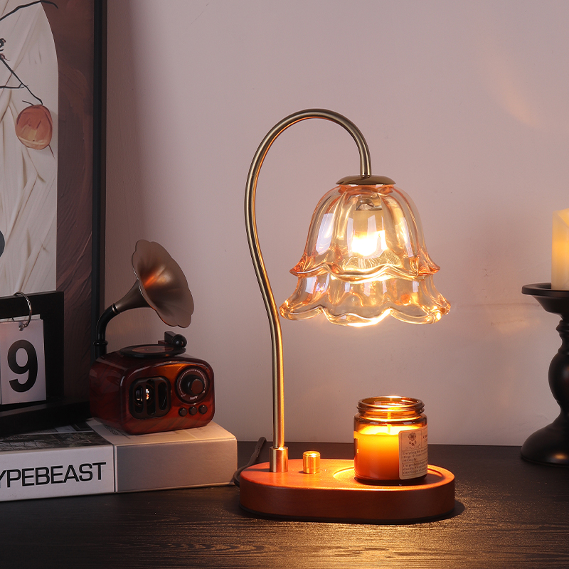 铃兰香薰灯融蜡灯无明火调温卧室台灯床头灯复古氛围灯融烛灯