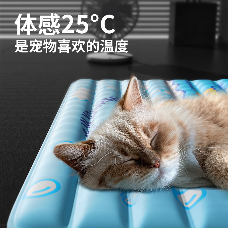柒哦宠物冰垫夏季冰窝猫窝猫垫子睡觉用降温凉席凉垫狗狗睡垫猫咪用品 猫咪戏水冰垫 M码【40x50cm 15斤内适用】