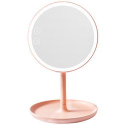 MECOR 米卡 创意礼物马卡龙色圆形台灯化妆镜 粉色8505