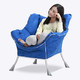 路华创意躺椅懒人沙发 麂皮绒布面宝石蓝色