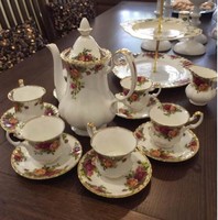 Royal Albert 皇家阿尔伯特 乡村玫瑰 骨瓷 下午茶餐具 9件套