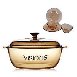 VISIONS 晶彩透明锅4L+PYREX透明餐具4件组