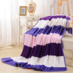 斯普丽 法兰绒毛毯被夏季午睡空调被盖毯学生床单垫 紫色条纹 120*200cm