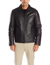 Tommy Hilfiger Men's Smooth Lamb Leather Laydown Collar Open Bottom Jacket, Black, XXL