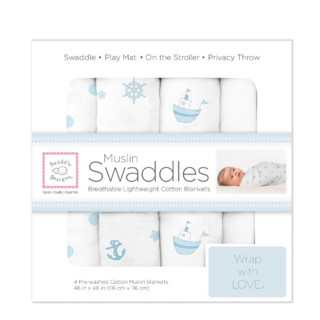 SwaddleDesigns Muslin 婴儿包巾 4件装