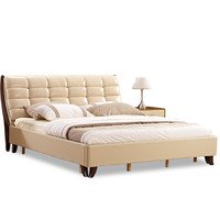 蕾舒 北欧乌金木实木皮床 排骨架款 180*200cm