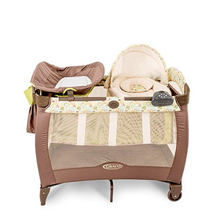 美国GRACO葛莱婴儿床多功能便携式折叠游戏床儿童摇篮床宝宝午睡蓝尿布更换台 绿色