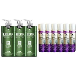 Schwarzkopf 施华蔻 男士薄荷活力洗发露450ml*3+恒时珍粹强力定型发胶50ml*6