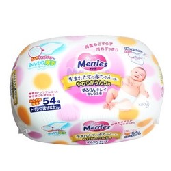 Merries 妙而舒 加厚婴儿湿纸巾 54枚盒装 无香料护肤（日本原装进口）（不可厕冲）