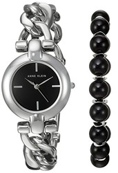 Anne Klein Women's Watch and Beaded Bracelet Set