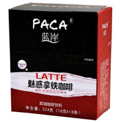 蓝岸 PACA 魅惑拿铁咖啡即溶咖啡饮料 净含量324g(18*18条) *6件