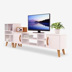 双箭 轩逸电视柜＋储物柜、沙发边柜、组合套装、北欧风实木脚（白色）SJ-6310+凑单品