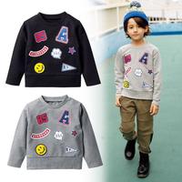  Skipland 斯克莱 男童徽章印花卫衣 黑色