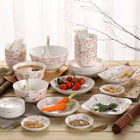 樱之歌 新骨瓷日式釉下彩樱恋 54头 碗勺餐具套装 礼盒装 +凑单品