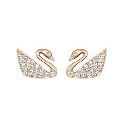 SWAROVSKI 施华洛世奇 Swan Mini 5144289 优雅天鹅穿孔耳钉 镀玫瑰金色