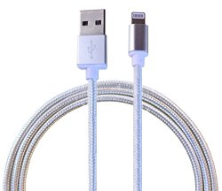爱维杰龙 苹果2米数据线 尼龙材质编织 iPhone 7 SE 6 6s 5 5s 5c充电线 USB快速同步 支持iOS系统 USB数据线 快速充电线(银色)