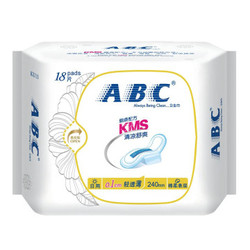 ABC 日用轻透薄棉柔表层卫生巾 18片 240mm