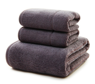 SANLI 三利 长绒棉A类标准 素色良品毛巾2条+浴巾1条  墨灰色 *9件