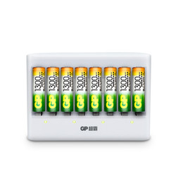 GP 超霸电池 八槽通用USB充电器+8节充电电池