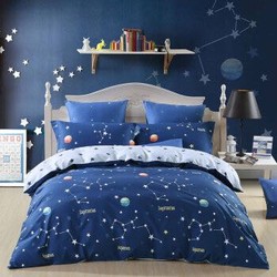 水星家纺(MERCURY) 全棉斜纹印花四件套 儿童卡通床上用品 辰星 双人1.5米床