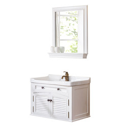 伊赛伦特 8222 美式橡木实木浴室柜组合 白色 0.6米双开门
