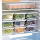  百露冰箱收纳盒厨房蔬菜保鲜盒透明鱼盒食物储存盒子沥水整理盒 超值3个装　