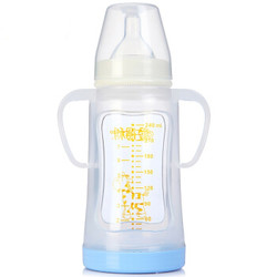 爱得利奶瓶 防摔宽口径带保护套晶钻玻璃玻璃婴儿奶瓶240ml A95