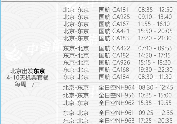 多家航司 北京/上海直飞东京/大阪/福冈4-10天往返含税机票