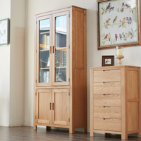 源氏木语 Y0389 白橡木玻璃书柜