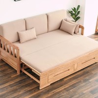 双11预售：源氏木语 C26 全实木沙发床 1.8米-2米