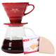 亚米(Yami)手冲咖啡壶套装  滤滴式咖啡壶套装 v02手冲组合 红色+凑单品
