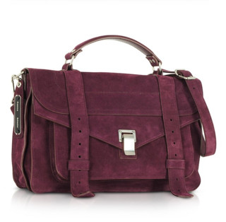 Proenza Schouler PS1 女士麂皮单肩包 深葡萄色 中号