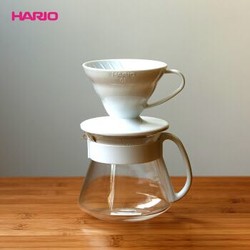 HARIO 初级手冲咖啡套装 限定版 V60 滴滤式咖啡壶 VDSP-20 白色 360ml