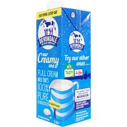 澳洲进口 德运Devondale全脂纯牛奶 1L*10盒 整箱装 *4件