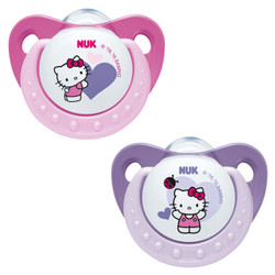 NUK安抚奶嘴硅胶Hello Kitty印花安睡型（6-18个月)(2个装)