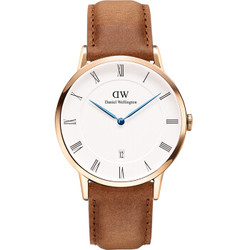 丹尼尔惠灵顿 (DanielWellington )手表DW女表34mm金色边皮带超薄女士石英手表带日历DW00100113